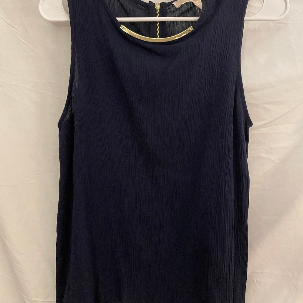 Michael Kors Real Navy Sleeveless Blouse Size 8